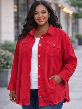 Women's Unbranded Red Jean Jacket Plus Size 2X